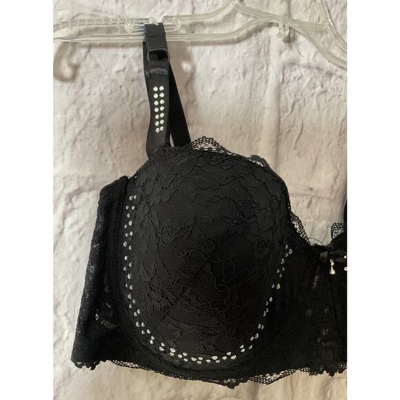 New Pure Beauty Size 42C Bra Rene Rofe Underwire Black Lace - Picture 3 of 5